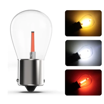 1X P21W Led 1156 Ba15s Gloeidraad Cob Auto Gloeilamp Auto Voertuig Reverse Draaien Instructies S25 Lamp Wit 12V geel Rood 6000K