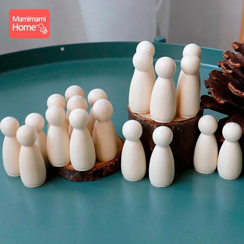 20pc 43mm 35mm 원래 생태 단풍 나무 나무 못 인형 아기 소년 인형 DIY 공예 액세서리 나무 장난감 어린이 빌딩 블록  Best5