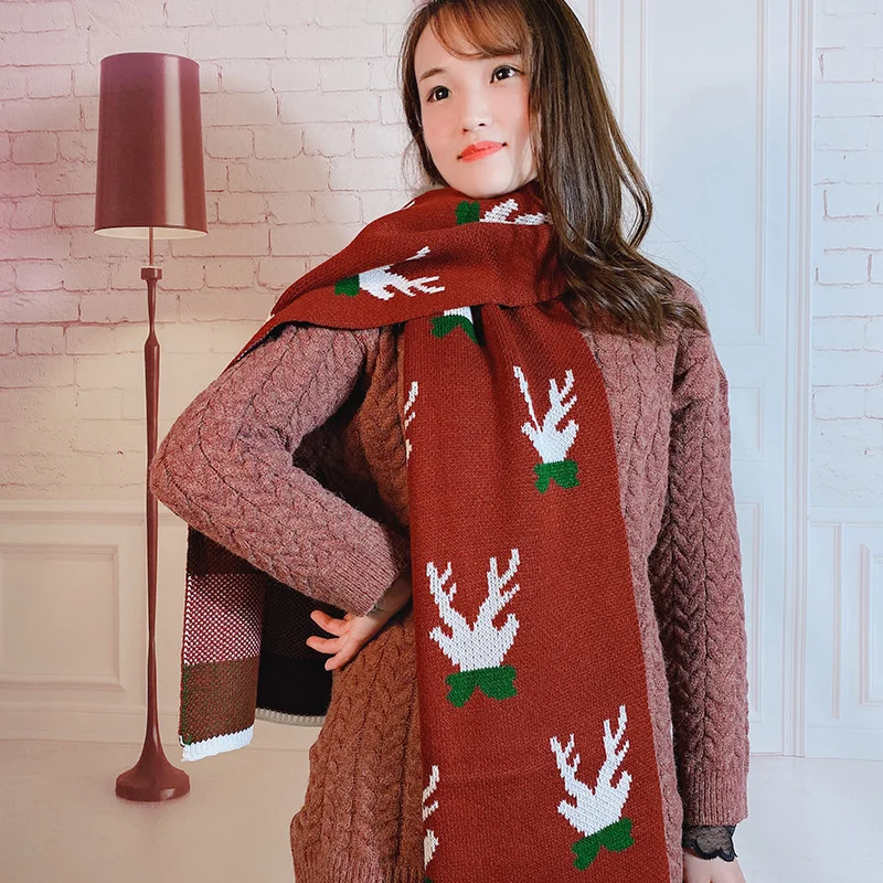 

Christmas Scarf Winter New Cartoon Antler Fawn Shawl Scarf Dual Purpose Loversproduct