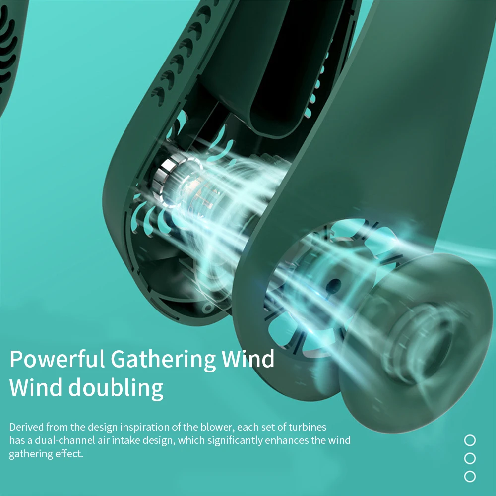 YOYOPIN-Mini Ventilador de cuello portátil sin aspas, Ventilador deportivo silencioso recargable por USB para exteriores, refrigeración