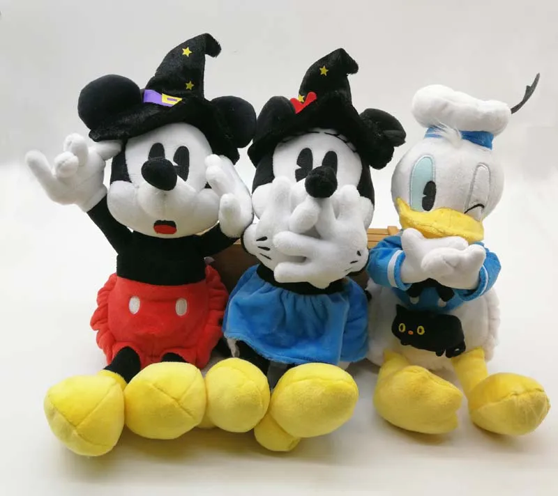 

NEW DISNEY Rare HALLOWEEN Plush doll Reversible Mickey Minnie Donald PUMPKIN 11"