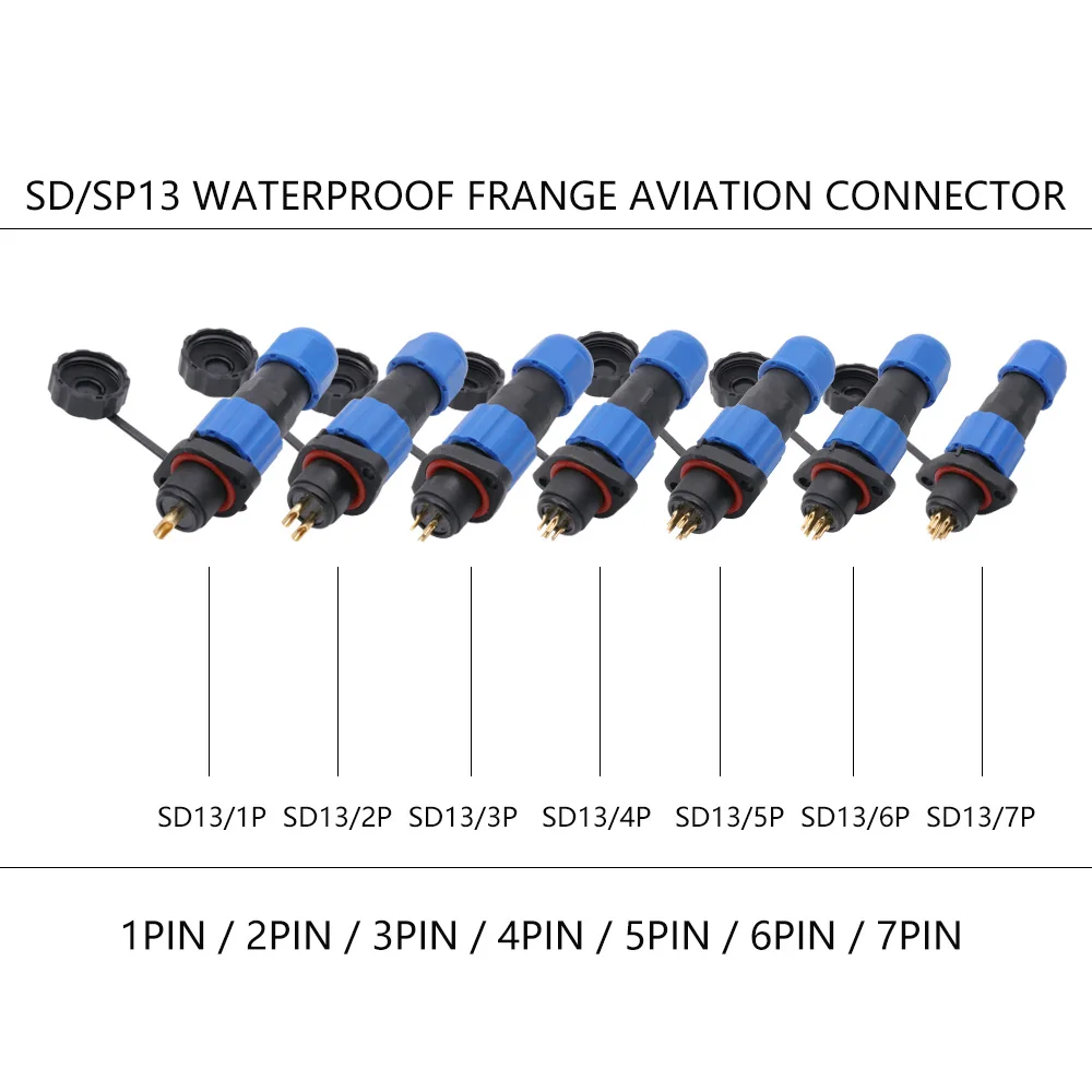 IP68 Aviation Plug SP13 1 2 3 4 5 6 7 Pin cable connectors Plug and socket Flange Type Waterproof connector DIY YOU