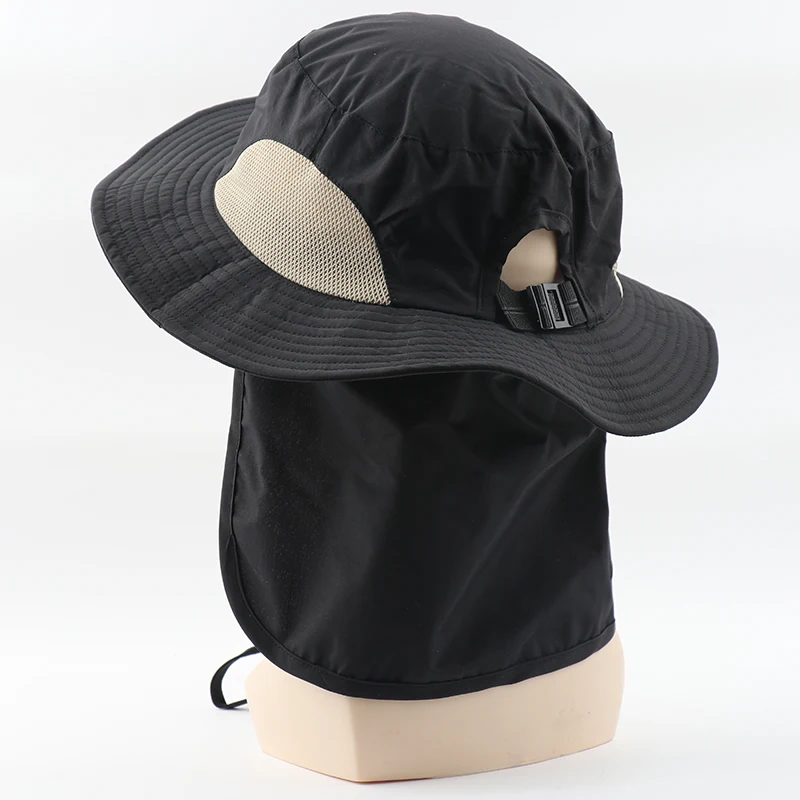 CAMOLAND 2 IN 1 Waterproof Boonie Hat With Neck Flap Women  Ponytail Beach Cap Male UPF50+ Sun Hat Outdoor Fishing Bucket Hats