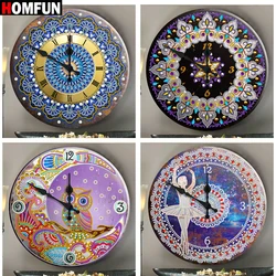 HOMFUN 5D diamante pittura orologio speciale a forma di cartone animato Mandala diamante ricamo arte strass artigianato decorazioni per la casa regalo