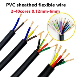 ソフトPVC銅ワイヤー,電気導体,rvvケーブル,26, 24, 22,20awg,2, 3, 4, 5, 6, 10, 8, 12, 14, 16コア