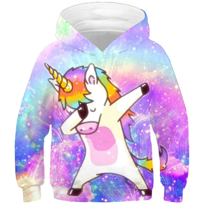 New 2022 Children Fashion Dab Anime Hoodies Boys Girls Funny Sweatshirts Dabbing Unicorn Colorful Galaxy Kids Pullovers Tops