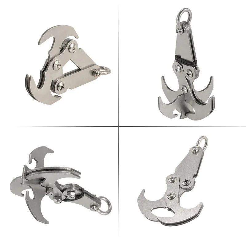 Climbing Hook Safety Portable Multifunction Stainless Steel Gravity Hook Foldable Grappling Claw Outdoor Climbing Accessories