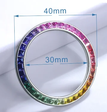 시계 베젤 느슨한 보석 세트 당 36 개, 다양한 색상 시계 케이스, 40mm 유명 브랜드 시계 베젤 및 인서트