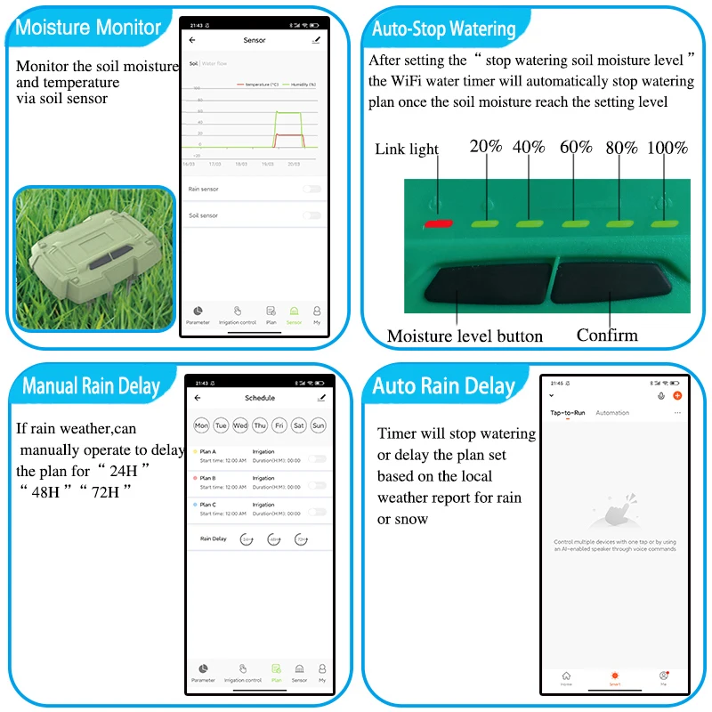 Wifi Tuya Automatic Smart Home Programmable Drip Garden Watering Irrigation Timer System Controller, Valve Programmer Valve