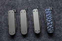 1 Pair Hand Made Titanium Alloy Scales with Pen Slot for 58mm Victorinox Swiss Army MiniChamp Knife Modify