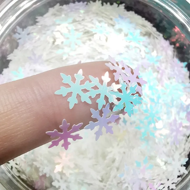 Snowflake Sequin 8mm Christmas Sequins Ultrathin Glitter Big Paillettes PET Loose Paillette DIY Nail Art Party Decorations 8g