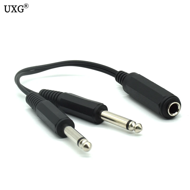 

6.35mm 1/4 inch Stereo TRS Female to 2 Dual 6.35mm Mono TS Male Y Splitter adapter Cable