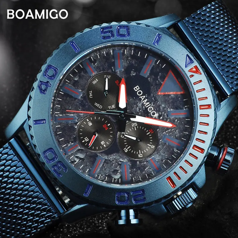 

BOAMIGO New Mens Watches Top Brand Luxury Clock gesper pria relojo hombre relogio masculino erkek kol saati