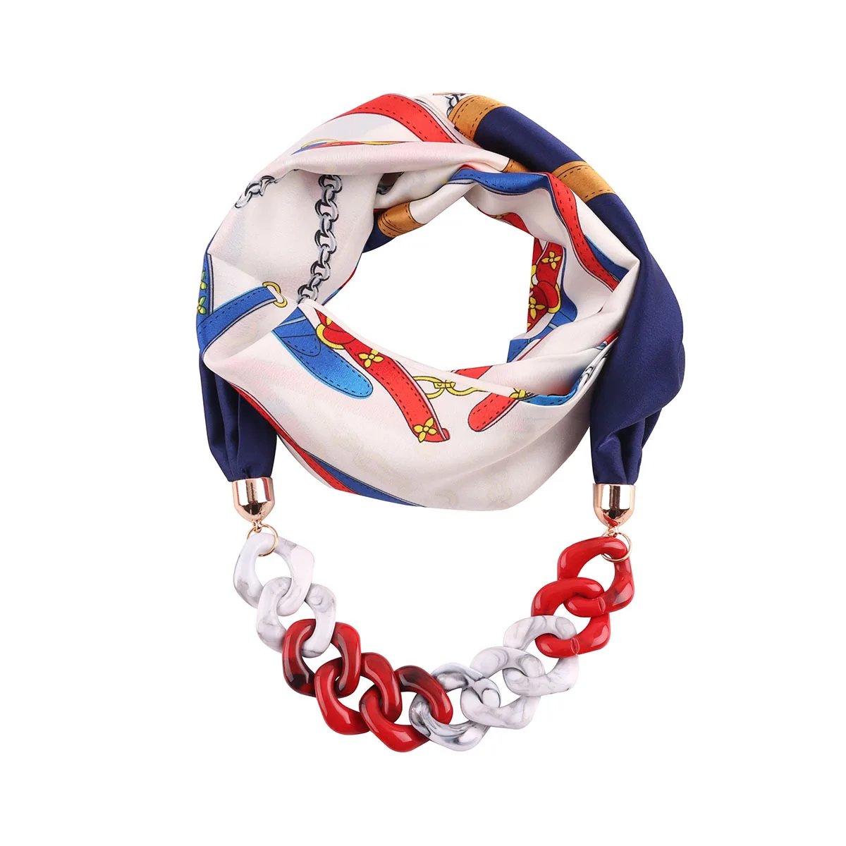 European American Fashion Silk Scarf Pendant Necklace Decoration Ring Scarf National Scarves Foulard Femme Accessories Scarf