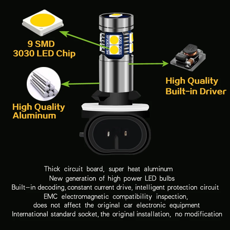 2pcs LED Fog Light Blub 881 H27W Lamp For Kia Sportage Spectra 5 Magentis Rio 5 Sedona Sorento Rondo Borrego Forte 5 Koup Soul view 6