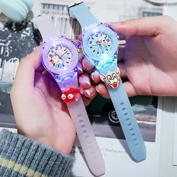 Relojes de silicona suave con dibujos animados para niños y niñas, luz Flash de conejo, reloj de pulsera infantil