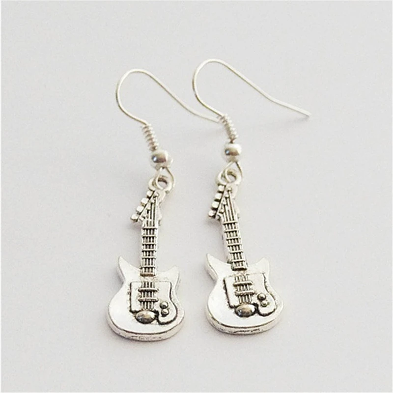 Guitar Jewelry, Silver Color Guitar Earrings, Electric Guitar Earrings, Music Earrings, Guitarist Gift, Music Teacher