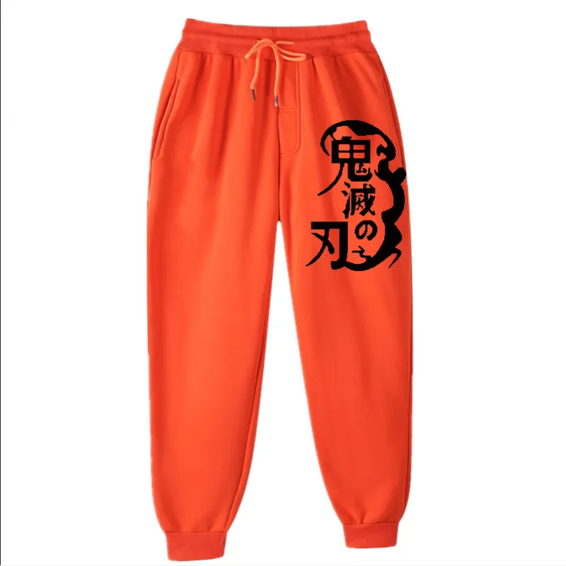 

New Anime Harajuku Demon Slayer Mens Joggers Pants Men Women Sportswear Casual Trousers Black white yellow Gyms Jogger Pants