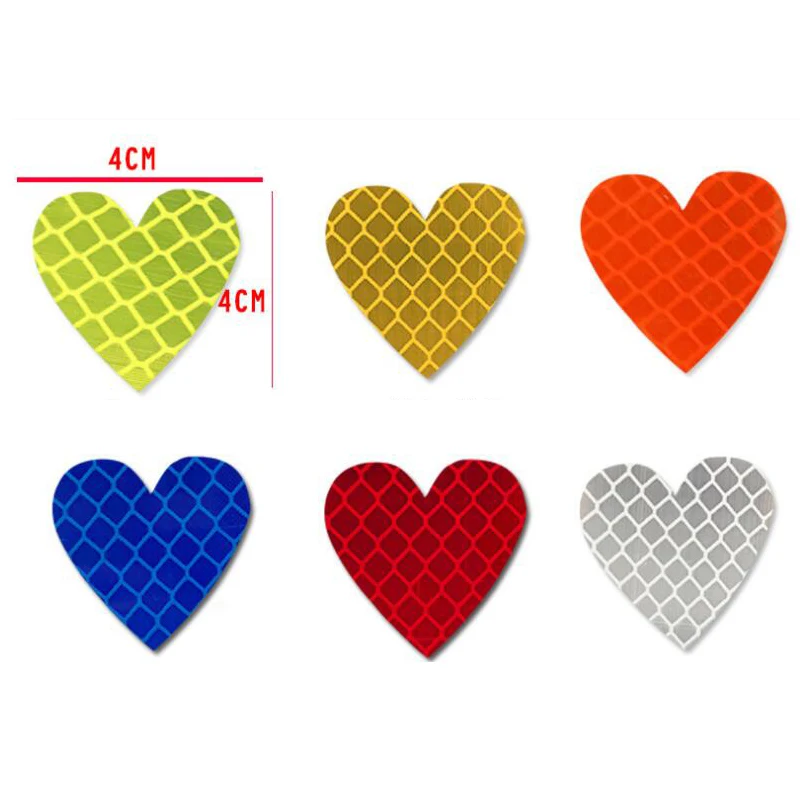 12pieces/set heart shape Auto Exterior Universal Safety Warning Mark Reflective Tape Motorcycle Bike reflective Car Stickers