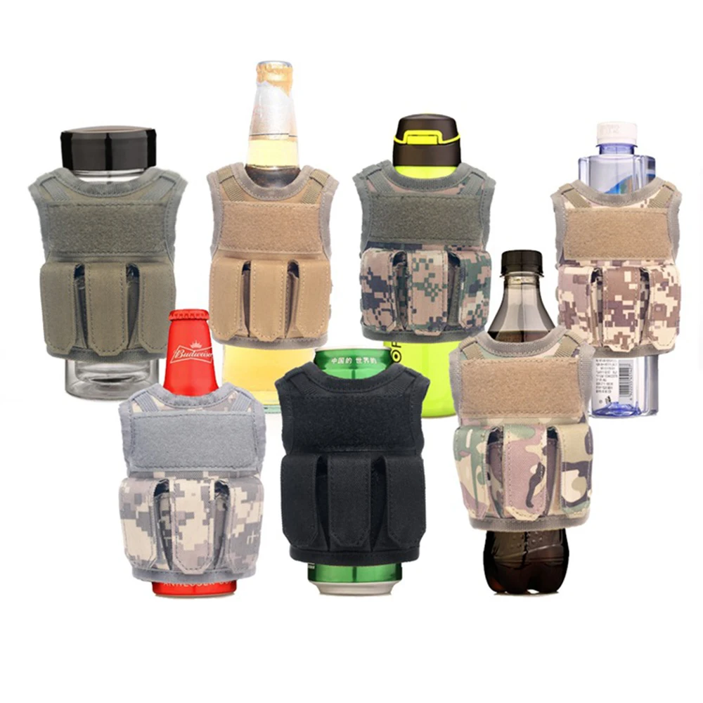 Military Mini Miniature Molle Vest Personal Bottle Drink Set Adjustable Shoulder Strap Drink Tactical Beer Bottle Cover Bags