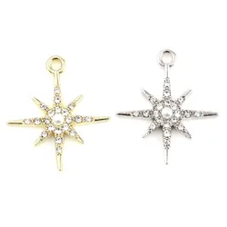 DoreenBeads Fashion Galaxy Charms Star Rhinestone Silver Color Metal Pendants DIY Making Necklace Earrings Women Jewelry,5PCs