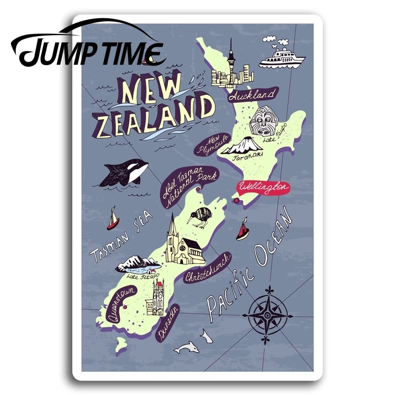 Jump Time for New Zealand Auckland Map Vinyl Stickers Sticker Laptop Luggage Camper Window Bumper Motor Decal Car Wrap