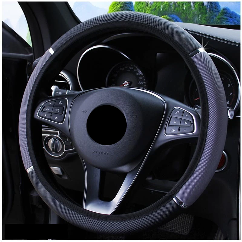 Anti-slip car decoration PU leather steering wheel cover car shape general car steering wheel cover 37-38cm diameter