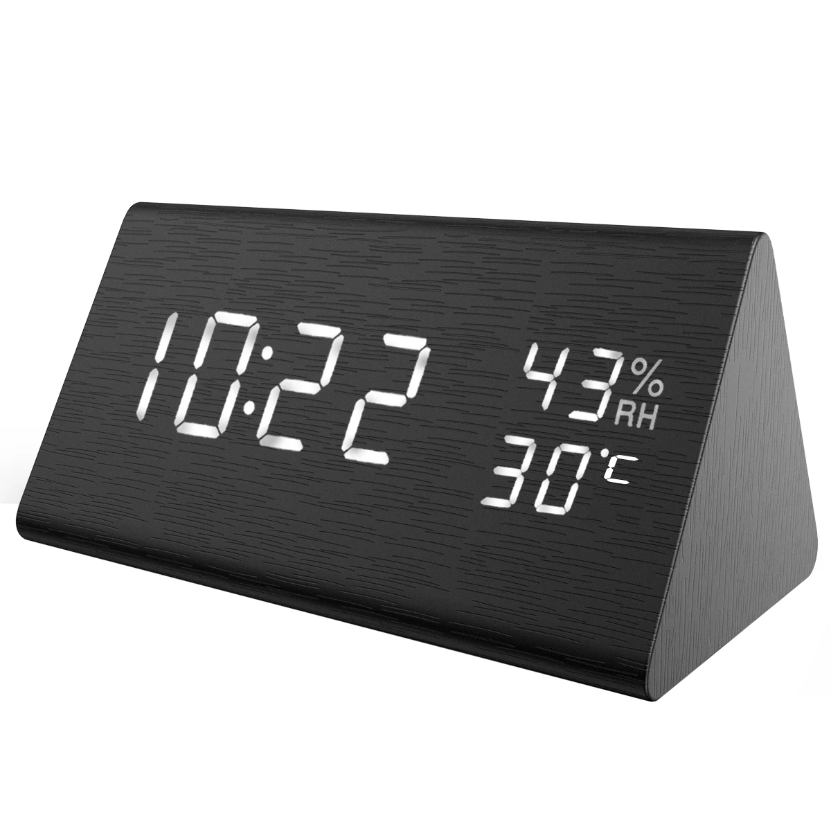 

Creative Digital Clock Wooden Electronic LED Time Display Temperature and Humidity Detect Clock For Bedroom Alarm Clock