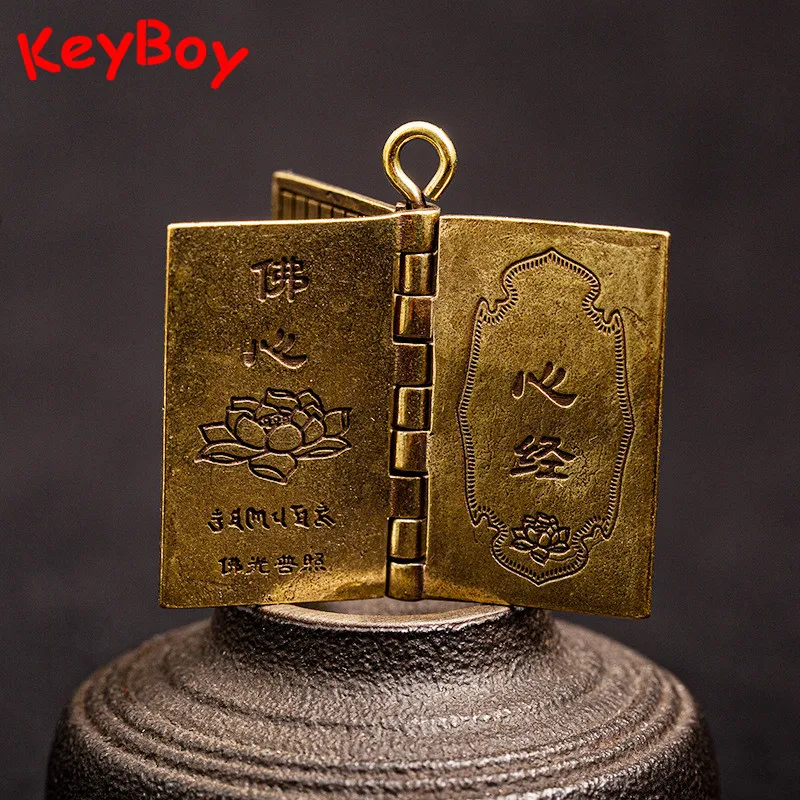 Brass Mantra Buddhist Chinese Heart Sutra Sanskrit Pendants Women Men Car Lucky Keychain Copper Hanging Jewelry Blessing Keyring