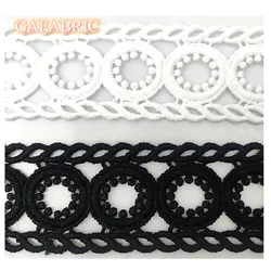 4cm Wide Black White Floral Embroidered Lace DIY Sewing lace Apparel Fabric Lace trimmings for Dress 1yard