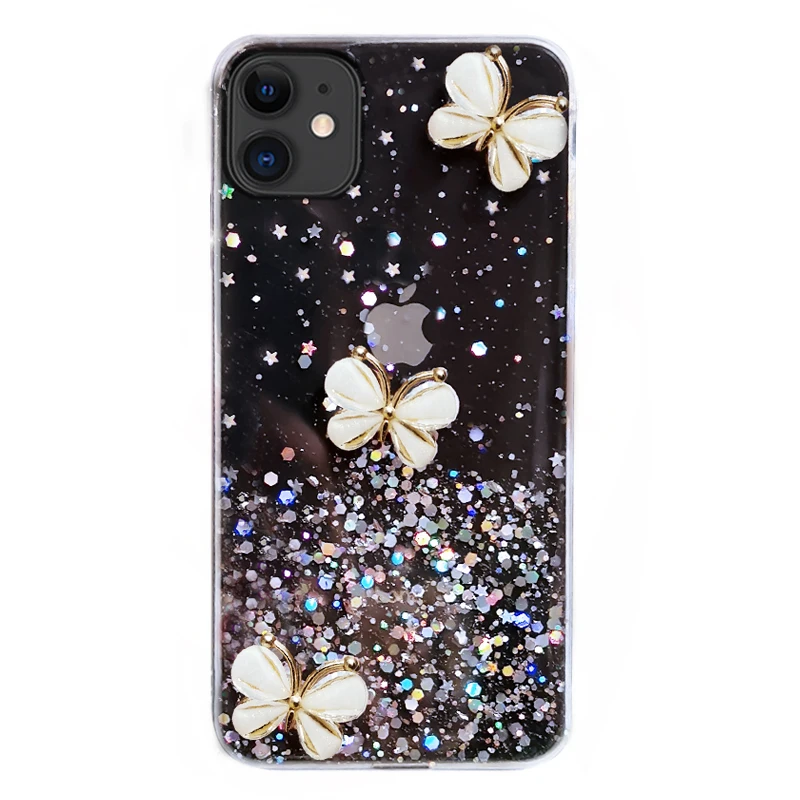 Fashion Luxury 3d Clear Butterfly custodia rigida femminile per Iphone 14 13 11 12 Pro Max Mini 7 8 Plus Xr X Xs Se 2 Cover per telefono Fundas