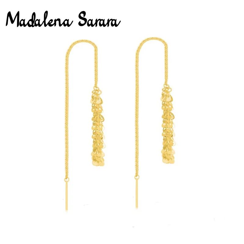 

MADALENA SARARA 18K Gold Phoenix Tail Style Dangle Earrings Au750 Yellow Gold Women Earrings Line