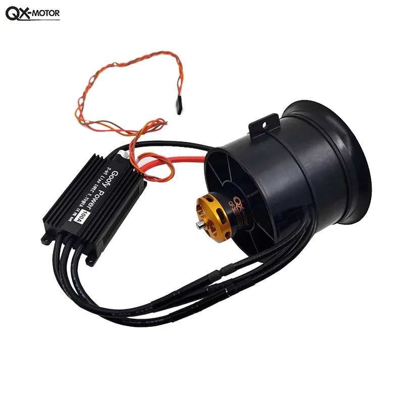 

70mm Duct Fan 12 Blades Double Ducted EDF CCW With QX-MOTOR EDF3027-2200KV Brushless Motor 2700G Thrust ,6S 100A ESC