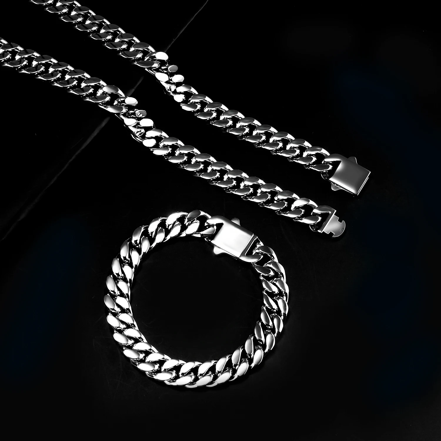 7/9/11/13/15MM Width Cuban Chain Stainless Steel Necklace for Men Women Hip Hop Punk  Jewelry Gift