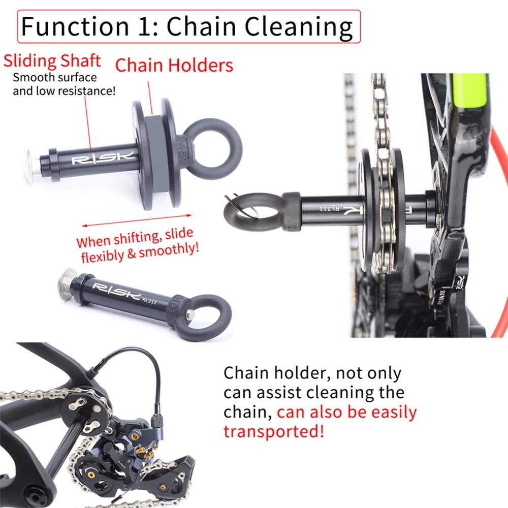 RISK Multifunction Bicycle Chain Keeper Fix Clean Tool With Chain Oiler Sponge Bike Wheel Holder Quick Release Lever Protector