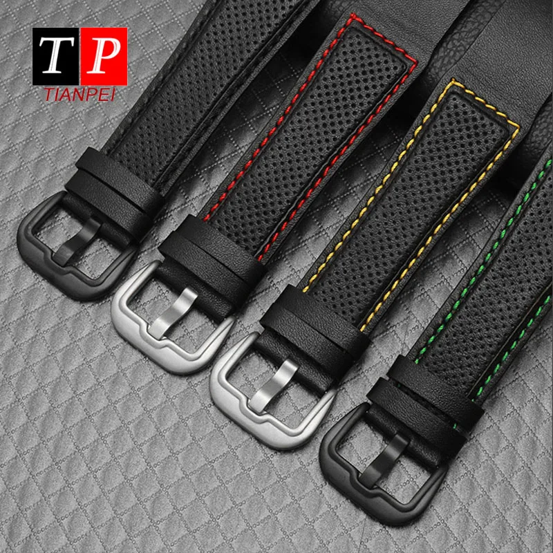 Simplicity leather watch band for Dietrich OTC-AO1 OT-3 waterproof 24mm watch strap black watch bracelet Cowhide wristwatches