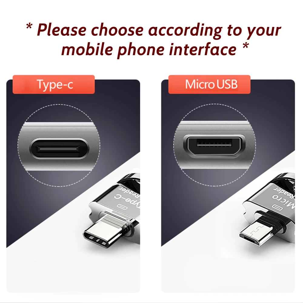 Lecteur de carte Micro USB OTG TF Type C vers adaptateur Micro-SD TF, mini carte mémoire intelligente pour smartphone, ordinateur portable, connecteur USB C