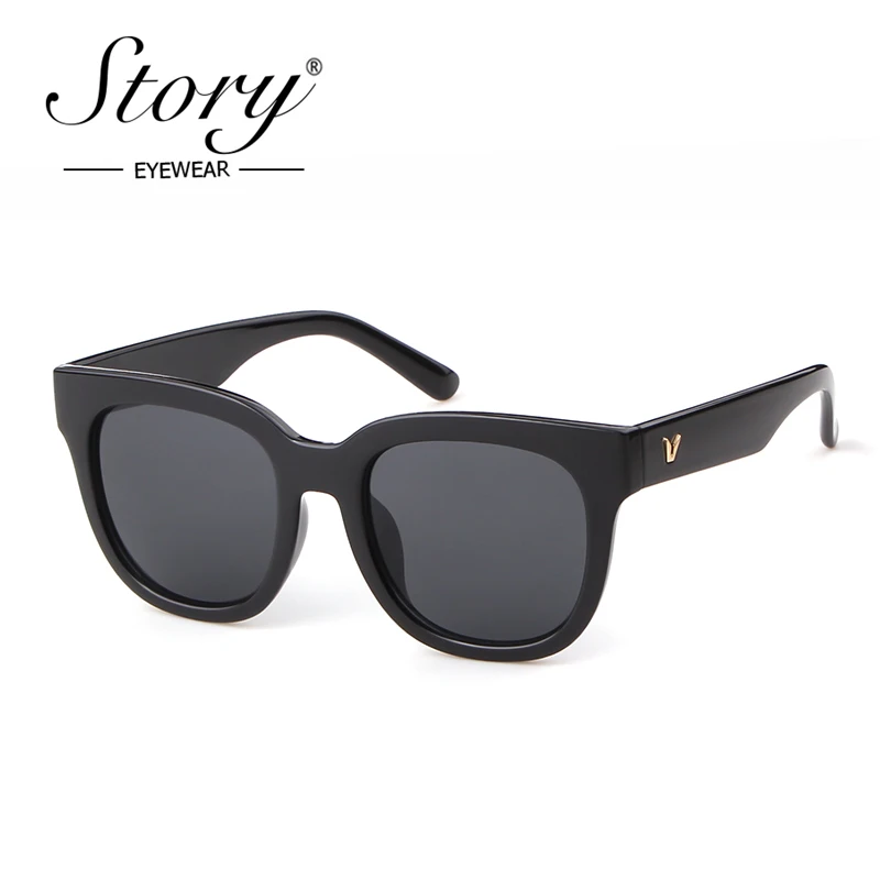 

STORY retro oversized cat eye sunglasses women men 2019 brand designer vintage classics leopard black big frame sun glasses G103