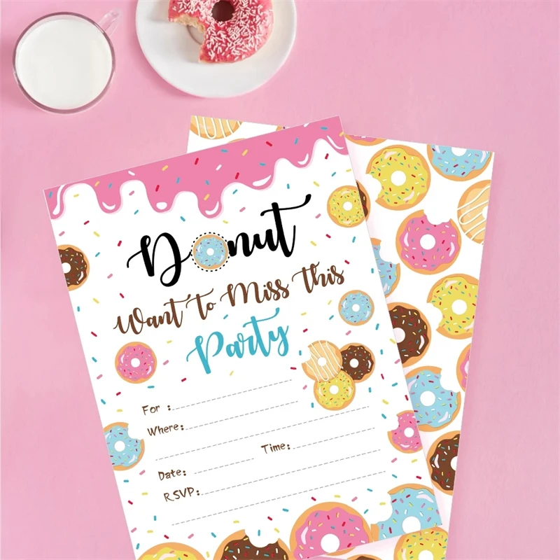 Donuts Printing Festive Birthday Party Invitation Card Birthday Party Decorations For Girls Baby Shower Supplies