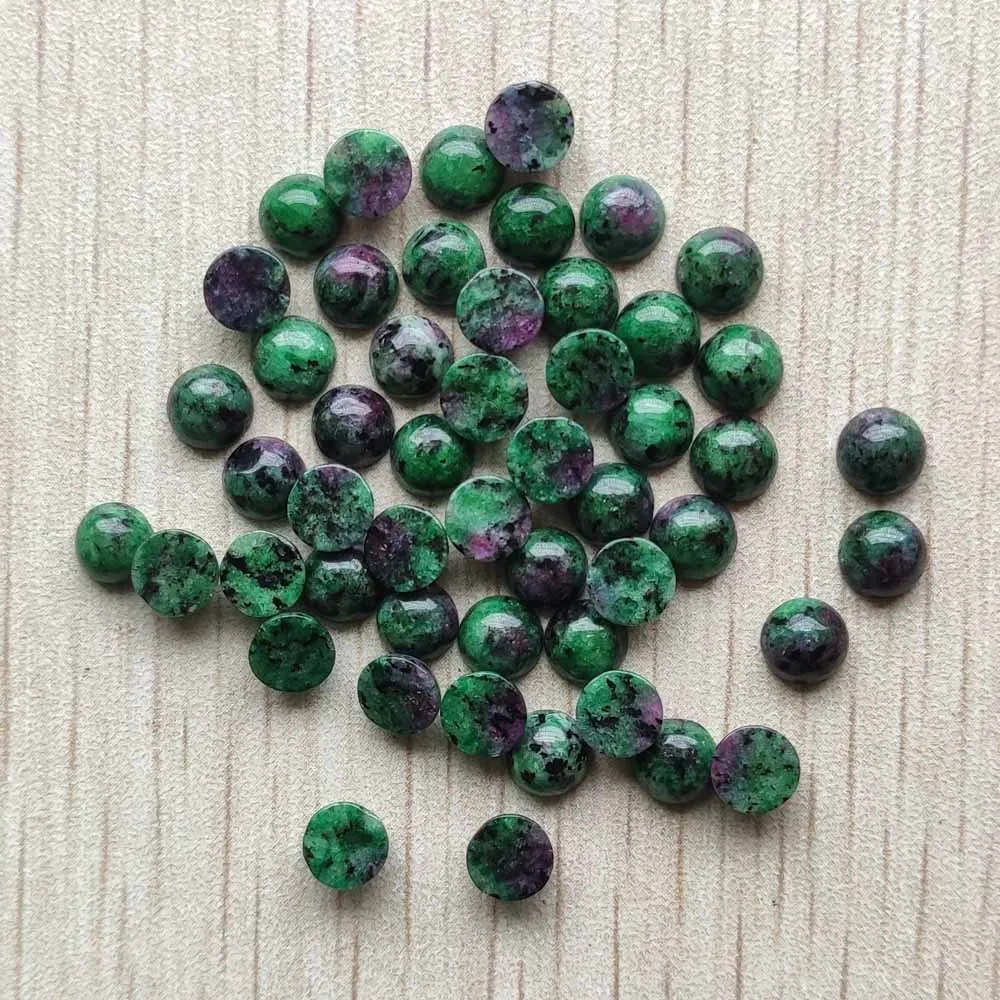 6mm wholesale 50pcs/lot fashion top quality natural red and green treasure round cab cabochon beads for jewelry Accessories free