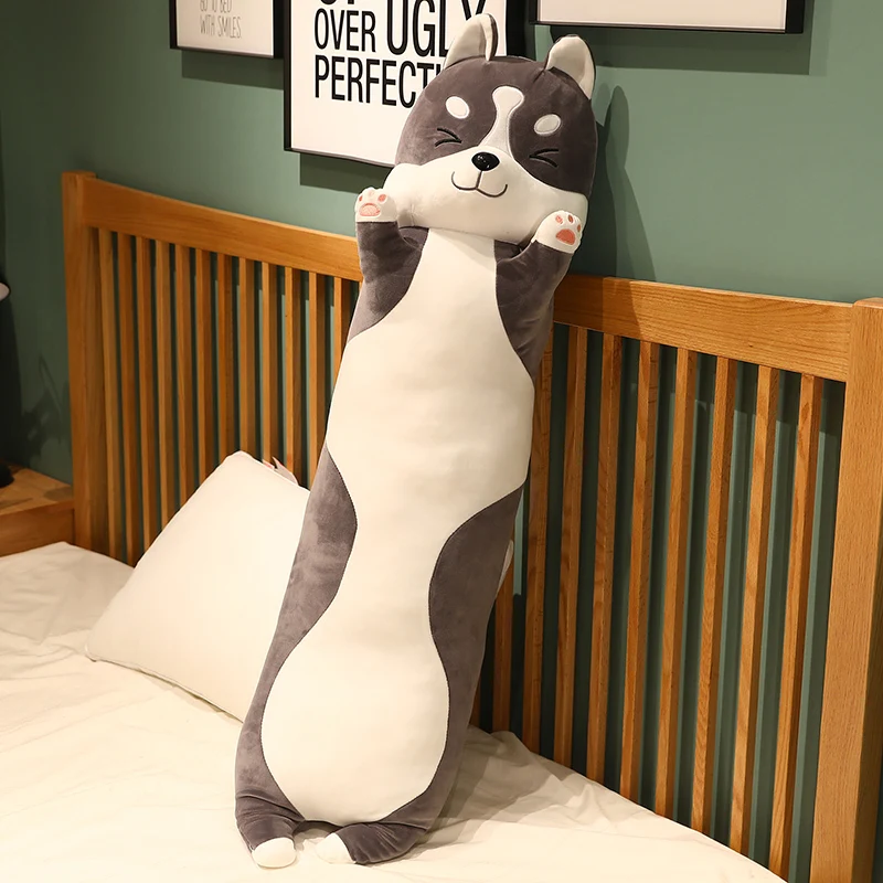 80-130cm Huge Size Long Husky Plush Toys Cartoon Sleeping Cushion Dolls Stuffed Soft Animal Dog Pillow for Children Girls Gifts