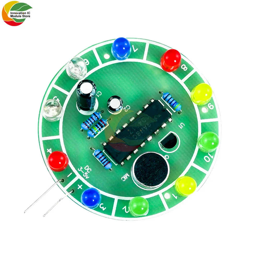 CD4017 Colorful Sound Control Rotating LED Light Lucky Turntable Water Lamp Kit Electronic Welding Assembly DIY Training Parts