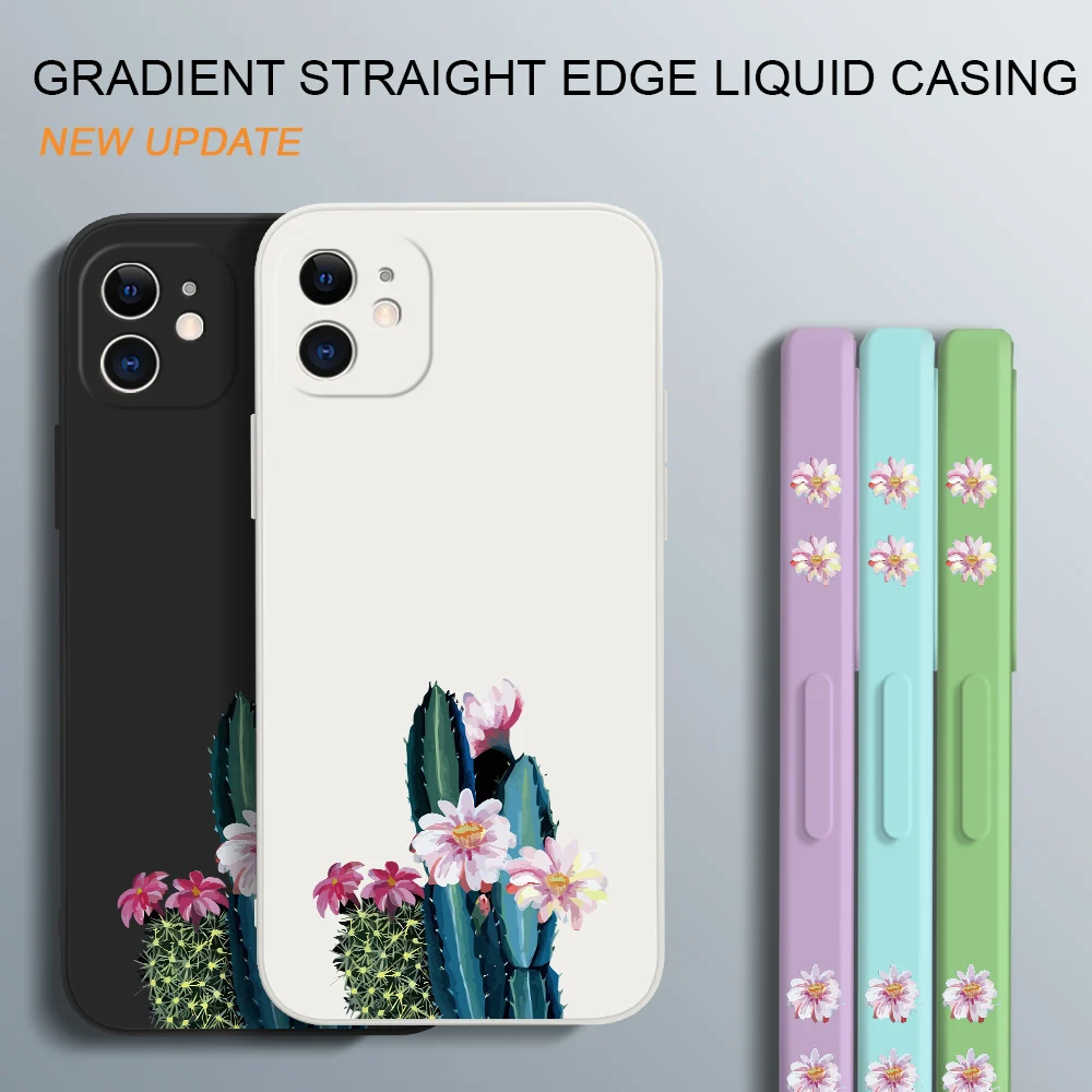 Cactus And Cactus Flower Silicone Cover For Xiaomi Mi 11 Lite M3 F3 Poco X3 X2 NFC GT 10 10T 9 9T Pro Full Camera Protect Case