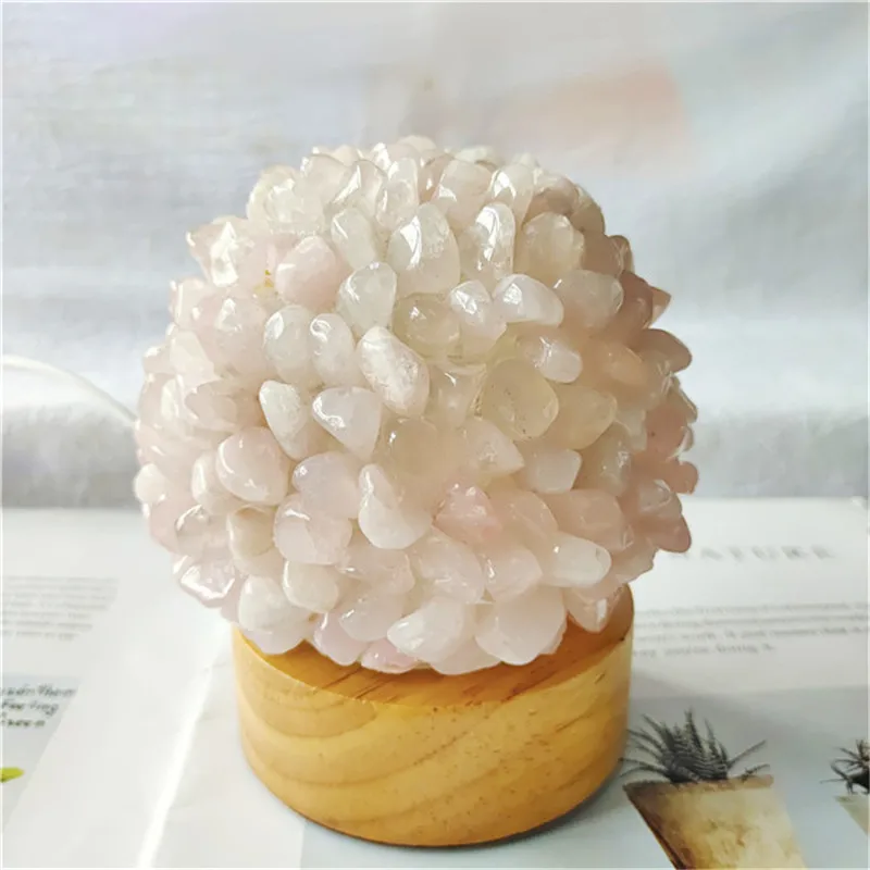 Natural Quartz Crafts Hand Made Crystal Table Lamp Precious Stones For Home Decor 1PCS