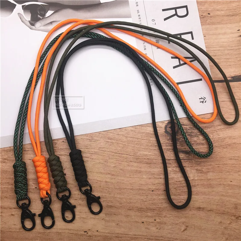 Outdoor Rock Climbing Metal Clip Parachute Cord Hanging Neck Rope Lanyard for Phone Camera USB Holder ID Card Badge Holder