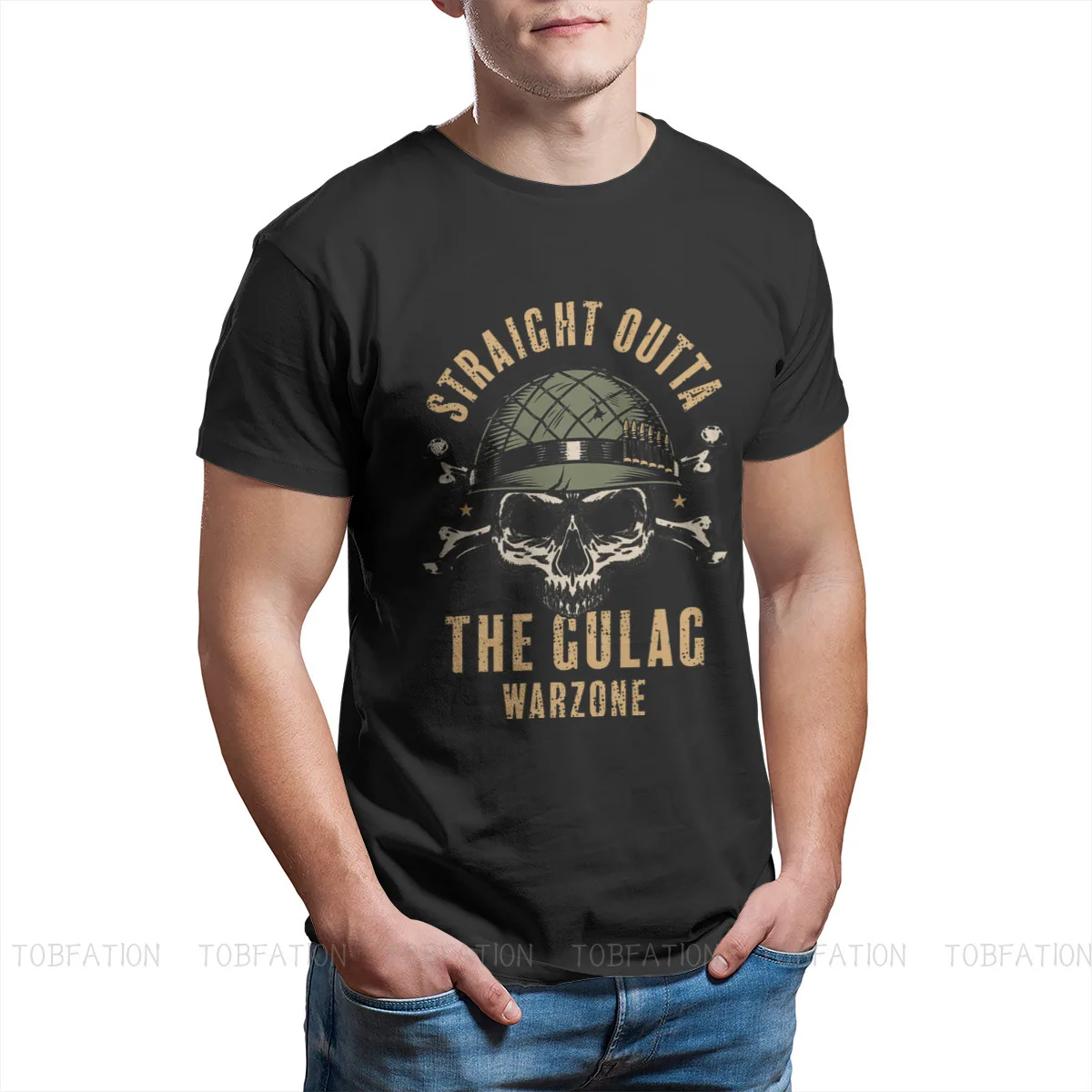 Gulag Warzone Classic COD Black Ops Cold War Print Cotton T shirt Punk Graphic Desgin TShirt Men Streetwear