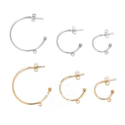 10pcs Gold Plated 15mm 20mm 30mm Earring Posts with loop C Shape Ear Studs Earrings Accessories DIY Jewelry Making
