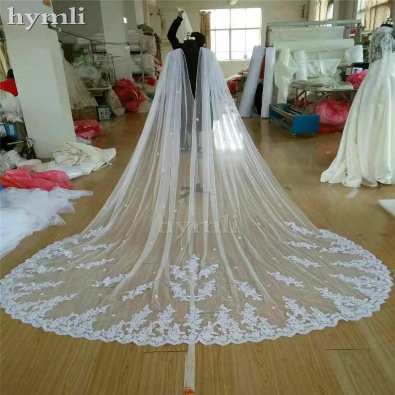 Bridal Cape Veil , Wedding Veil , Lace Applique Wedding Cloak Shoulder Veil 118" Long * 110" Wide in White ,Off-White ,Ivory