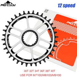 MOTSUV 12 prędkości tarczy M6100 M7100 M8100 M9100 dla Shimano do montażu bezpośredniego mechanizm korbowy 32T/34T/36T/38T T6 AL łańcuch rowerowy części pierścionka