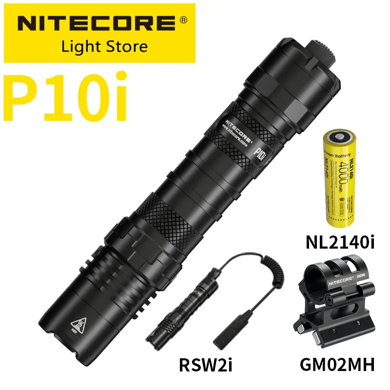 Nitecore P10i 1800 Lumen One-button Tactical Flashlight Small Straight Self Defense USB typeC Rechargeable Torch NL2140i Battery